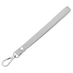 uxcell レザーリストレットストラップ 20cm/7.87インチロングキーチェーンハンドストラップ 財布 クラッチ ウォレット キーチェーンバッグDIY用 レザー交換リストストラップ（ライトグレーレザー シルバークラ スプ）