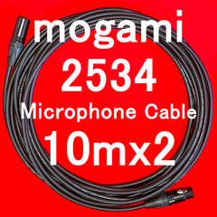 mogami 2534 マイクロフォン ケーブル Neutrik Gold Plated XLR  10m 2本set