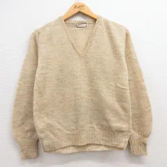 古着 長袖 セーター レディース 80s ウール Vネック ベージュ カーキ 25jan17 中古 ニット トップス