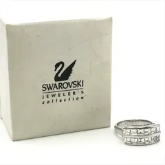 超美品 SWAROVSKI スワロフスキー パヴェ スクエア クリスタル ラインストーン 指輪 12号 リング シルバー レディース アクセサリー c18