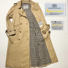 Aquascutum アクアスキュータム　Aqua5 ダブルトレンチコート　ロングコート　サイズM程度　ベージュ×クラブチェック　英国製　コットン100% ギャバジン　ベルト　エポーレット付き　レディース