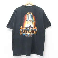XL/古着 ロンジョン 半袖 ビンテージ Tシャツ メンズ 00s スペースシャトル 胸ポケット付き コットン クルーネック 黒 ブラック 25jul26 中
