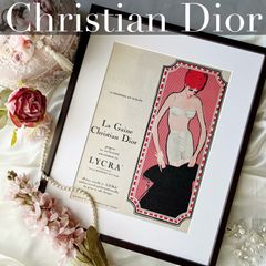 ＜1964 広告＞ Christian Dior Rene Gruau  ディオール ルネ グリュオ ポスター ヴィンテージ アートポスター フレーム付き インテリア モダン おしゃれ  壁掛け  ポップ かわいい レトロ 女性 赤