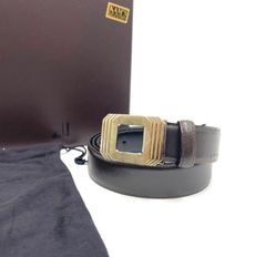 Dunhill ダンヒル　ベルト　ウエスト　レザー　ダークブラウン　系　メンズ　ロゴバッグル