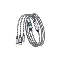 【新品】 RAVIAD 3in1 充電ケーブル 2M USB Type C マルチケーブル PD 100W LED出力スクリーン表示 急速充電 USB-C ケー ブル 3台同時給電可能 タイプc 充電ケー ブル (100W) ライトニングケー ブル(27W 0