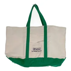 Polo by Ralph Lauren ポロラルフローレン キャンバス トートバッグ ホワイト グリーン ロゴ刺繡
