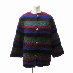 ミッソーニ MISSONI DONNA ヴィンテージ ノーカラーコート ボーダー ウール モヘヤ混 ショート丈 マルチカラー 0617 ■GY17のサムネイル