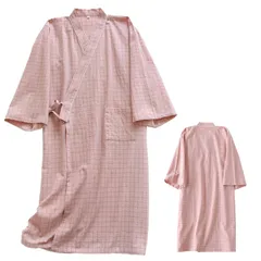 [PLEAVIT] 介護 パジャマ 入院着 前開き 丈短め 入院用 長袖 綿素材 介護 高齢者 楽々着脱 ルームウェア (ピンク, M) [ピンク] [M]のサムネイル