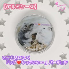 【アルミケース】【おまけ付き】写真入りレジンアルミケース  ハンドメイド ハムスターといっしょ こきち&みるく 「ヤダ❤️かっこいい…」バージョン