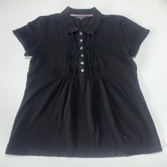 バーバリー フロントギャザー ポロシャツ 黒 2サイズ ブラック Burberry