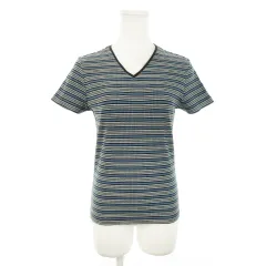 アルマーニエクスチェンジ A/X ARMANI EXCHANGE カットソー Vネック 半袖 ストレッチ ボーダー S 紺 ネイビー /MN12 ■GY18