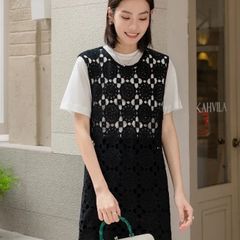 【Susy.】かぎ針編みコットンレースノースリーブTOPS