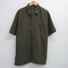 XL/古着 半袖 シャツ メンズ 総柄 レーヨン 濃緑 グリーン 25aug06 中古 トップス