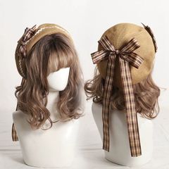 【新品】レトロガーリー♡リボンデザインベレー帽 レディース ベレー帽 春 夏 チェック柄 ガーリー リボン おすすめ 可愛い 森ガール カジュアル ワンピース 帽子 おしゃれ　G0425