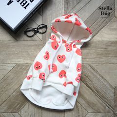 【閉店セール60%OFF】ハートデザインパーカー  ホワイト　白　犬服　ペット服