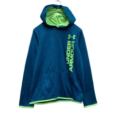 UNDER ARMOUR プリントスウェット パーカー YLG 150～ キッズ ブルーグリーン 裏起毛 プルオーバー 古着卸 アメリカ仕入 a606-5647