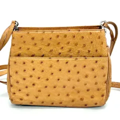 【本革】オーストリッチ ショルダーバッグ  JRAタグ付き イエローカラー 肩掛けにも♪