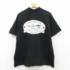 XL/古着 半袖 ビンテージ Tシャツ メンズ 90s BROOKLYN 大きいサイズ コットン クルーネック 黒 ブラック 25aug27 中古
