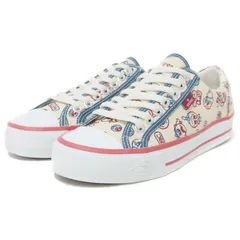 HYSTERIC GLAMOUR ヒステリックグラマー 靴 シューズ スニーカー ホワイト ブルー レッド 白 7 25.0cm イラスト 総柄 キャンバス カジュアル フラット 運動靴のサムネイル
