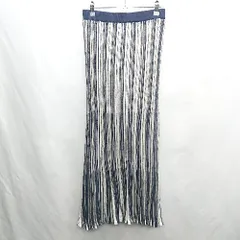 ◇ any SiS エニィシス ストライプ柄 ロング丈 フレア スカート サイズ4 ネイビー ホワイト系 レディース E  【1406050092757】