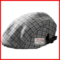 【数量限定】ポリエステル ウール メンズ チェック 紳士 グレー つば58cm 頭囲約54～58cm キャップ ハンチング帽 帽子 ハリスツイード 41133 本格