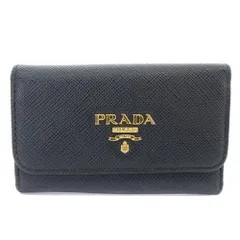 プラダ PRADA キーケース 6連 サフィアーノ レザー ロゴ 黒