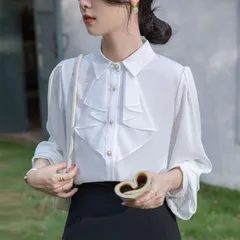 フリル ブラウス レディース 長袖 きれいめ 華奢 オフィス 通勤 OL カジュアル ブフォーマル 春 秋 お呼ばれ 入学式 入園式 卒業式 卒園式 七五三 お受験 結婚式 母 ママ トップス M1014-CKZK-1