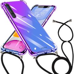 新品 Xperia 1 II ケース グラデーション色 SO-51A SOG01 ケース 肩掛け 斜めかけ クリア TPU 耐衝撃 エクスペリア1 II カバー ストラップ付き 透明 お洒落 ショルダー ス 一体型 落下防止 防塵 変形防止 全面保護 ワイヤレ