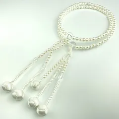 【特価セール】妙蓮花 創価学会用数珠 念珠 SGI数珠 女性男性通用 Mサイズ ＰＣパール アクリル製水晶仕立 白色手毬房