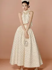 新品 未使用 2026新作 アイボリー ツーピース風 ロングドレス 高級感 ハイネック ノースリーブ 礼服 フォーマルドレス イブニングドレス パーティードレス 結婚式 二次会 年会 敬酒ドレス レディース