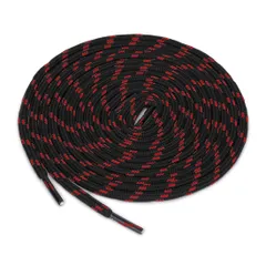 uxcell 靴紐 靴ひも 丸紐 丸型 シューレース 滑り止め 耐久性 ハイキング スニーカー 3足 ブラックレッド 120 cm