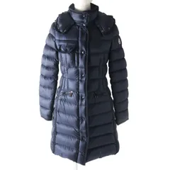 美品△MONCLER モンクレール HERMINE エルミンヌ フード・ロゴワッペン付 ZIP UP ロング丈 ダウンコート レディース ネイビー 00 大人気◎のサムネイル