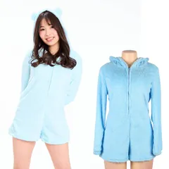 ショートパンツ パーカー風 パジャマ ルームウェア レディース トップス 長袖 フード付き 耳付きフード もこもこ モコモコ 熊の耳 クマ耳 前開き ジッパー開閉 ファスナー シンプル 無地 柄なし 部屋着 ルームウエア 防寒 かわいい 女の子