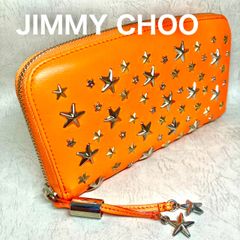 ✨JIMMY CHOO ジミーチュウ 長財布 ジップウォレット ラインストーン 星 オレンジ