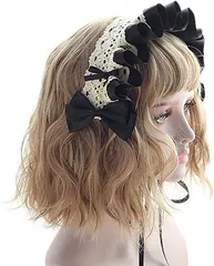 MORY TRADE morytrade カチューシャ ヘッドドレス フリル メイド コスプレ(黒)