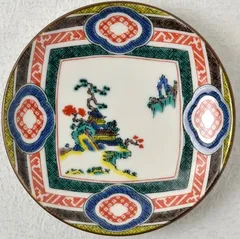 10％OFF》九谷焼特選銘品豆皿（古九谷木瓜ちらし山水図）1枚