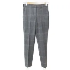ザラ ベーシック ZARA BASIC スラックスパンツ テーパードパンツ ロング丈 グレンチェック柄 マルチカラー XS グレー 黒 ブラック /FF10
