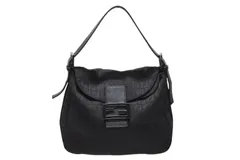 FENDI フェンディ ハンドバッグ 8BR004 マンマバケット ブラック キャンバス レザー ズッキーノ柄 ガンメタル金具 美品 中古 4b004166