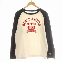 チャンピオン CHAMPION ロンT ラグランTシャツ 長袖 ロゴ カットソー L 白 ネイビー /☆G