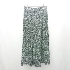 ◇ Θ grove グローブ ウエストゴム 花柄 ロング丈 ギャザー スカート サイズＭ ブラック ホワイト レディース E  【1503050000932】