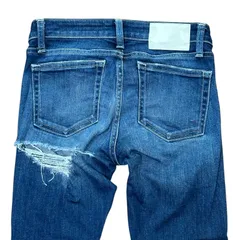 GYDA SQUARE BACK RIPPED スキニーデニムパンツ レディースXS ジェイダ スクエアバックリップド