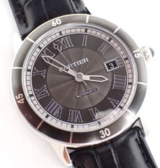 美品 Cartier(カルティエ) ロンドクロワジュール WSRN0003 SS/革 AT ステンレス レザーベルト 自動巻き オートマチック メンズ 腕時計 黒