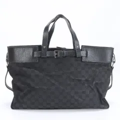 【✨良品✨】 グッチ ビジネスバッグ GGキャンバス レザー ブラック グッチ ビジネスバッグ 2way ブラック GG柄 レザー キャンバス