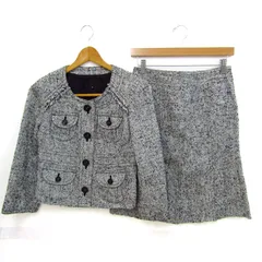 フラジール スーツ セットアップ リネン混 ツイード ブランド 上下セット レディース 38サイズ グレー系×ネイビー系 FRAGILE 【中古】