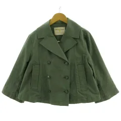 フランシュリッペ franche lippee ジャケット 七分袖 クロップド丈 ダブル 日本製 リネン混 グリーン系カーキ Mのサムネイル