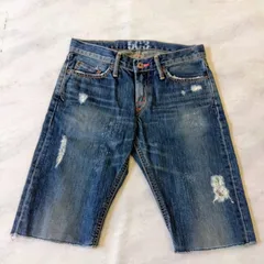 【EDWIN】MISS 503 ダメージデニム ハーフパンツ S インディゴブルー 綿100% 日本製