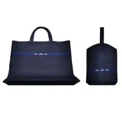 [ＨＡＮＡ] レッスンバッグ 厚手 子供 紺 布製 お稽古 スクール 2点セット 上履き バッグ ネイビー 受験 面接 通園 通学 通塾 キッズ 入園 入学 準備 ピアノ シンプル プレゼント 受験対策 習い事 小学校 幼稚園 保育園