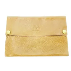 イルビゾンテ IL BISONTE ポケットティッシュケース レザー 革 ロゴ型押し ハトメ 茶 ブラウン /CK29