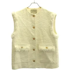 UNITED ARROWS ユナイテッドアローズ 23SS ファンシーツイード ノーカラーベスト 1522-257-2904 ホワイト 36