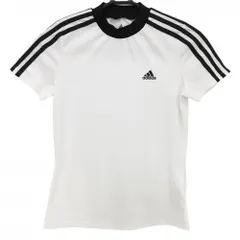 ★特価★【美品】アディダス 半袖ハイネックシャツ 白×黒 肩3ライン レディース S ゴルフウェア adidas